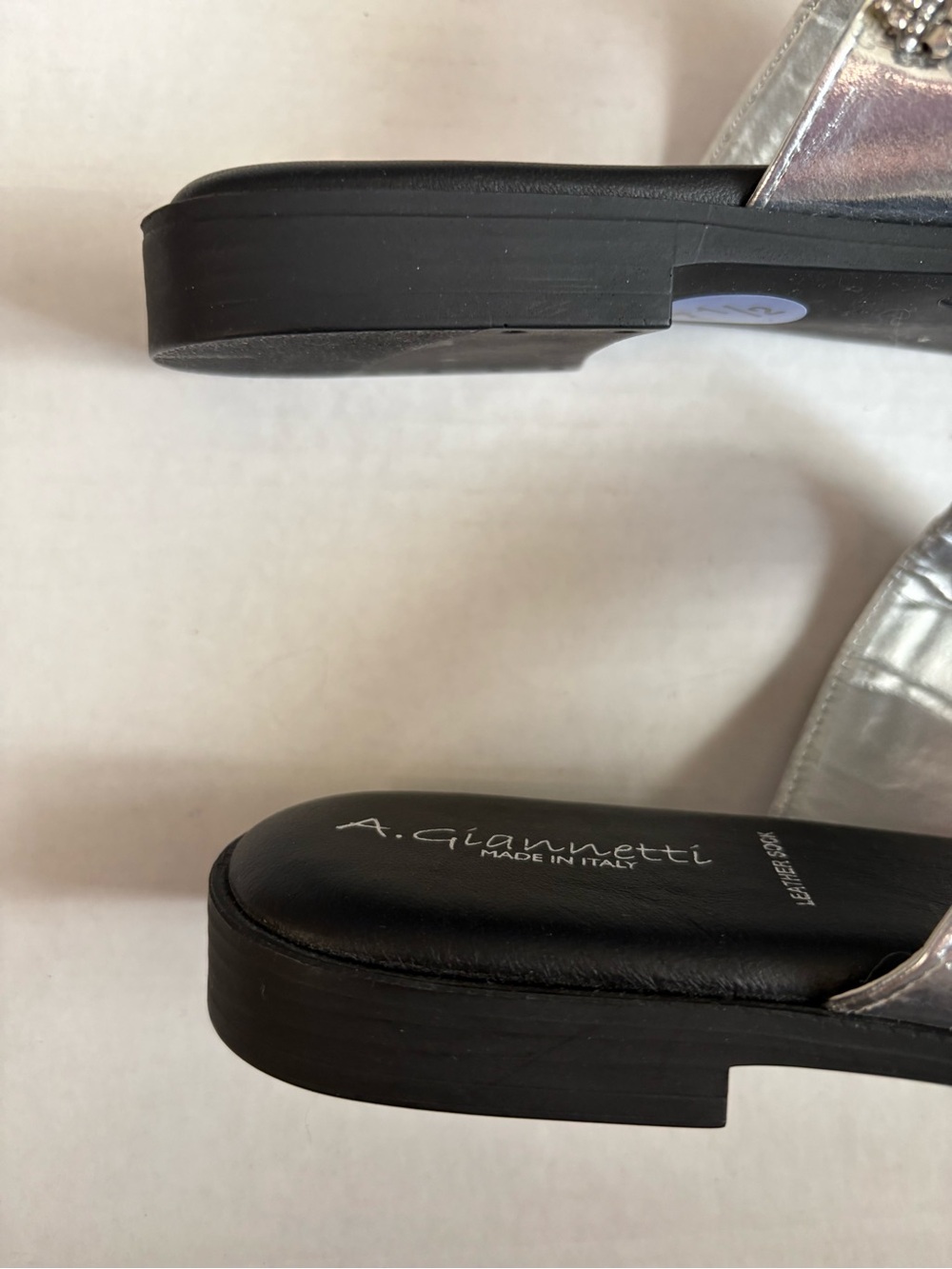 A. Giannetti Women’s Y2K Sz 7.5 Jeweled Rhinestone Double-Strap Slide Sandals. - Picture 12 of 12